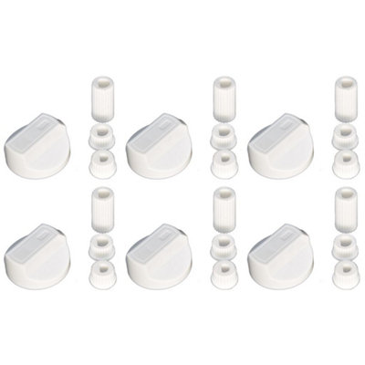 Universal Cooker Oven Grill Control Knobs And Adaptors White Fits All Gas Electric x 6 by Ufixt