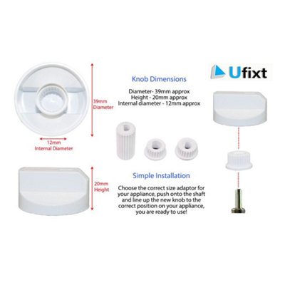Universal Cooker Oven Grill Control Knobs And Adaptors White Fits All Gas Electric x 8 by Ufixt