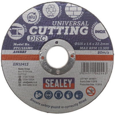 Universal Cutting Disc - 115mm x 1.6mm - 22.2mm Bore - Metal Masonry ...