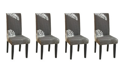 Universal Dining Chair Covers- Grey Leaves