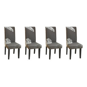 Universal Dining Chair Covers- Grey Leaves