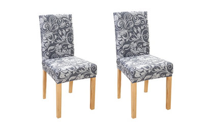 Universal Dining Chair Covers- Silver Flower
