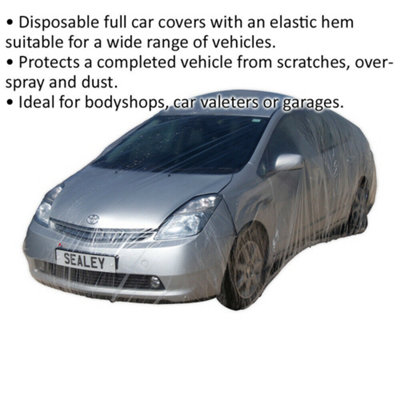 Universal Disposable Car Cover - Elastic Hem - Medium - Temporary Vehicle Cover