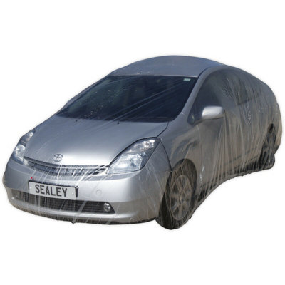 Universal Disposable Car Cover with Elastic Hem - Medium Size for Vehicle Protection