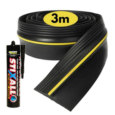 Universal Fit 3m Garage Door Seal with Strong Adhesive - Premium Rubber Garage Draught Excluder, Weatherproof Door Threshold Seal