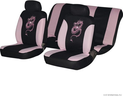 Universal Full Car Seat Cover Set Dragon Style Black Washable Pink Interior DIY at B Q