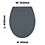 Universal Grey Thermoplastic Soft Close Toilet Seat with Quick Release Hinges