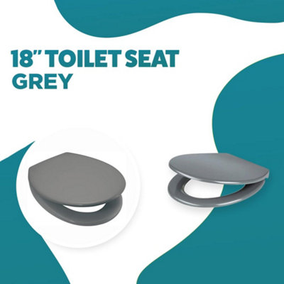 Universal Grey Toilet Seat with Fixings - 3
