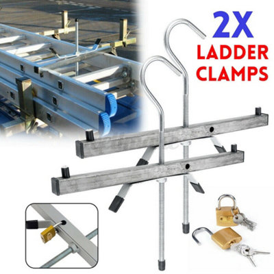 Universal Heavy Duty Ladder Roof Rack Clamp Clamps 2 Locks Lockable ...