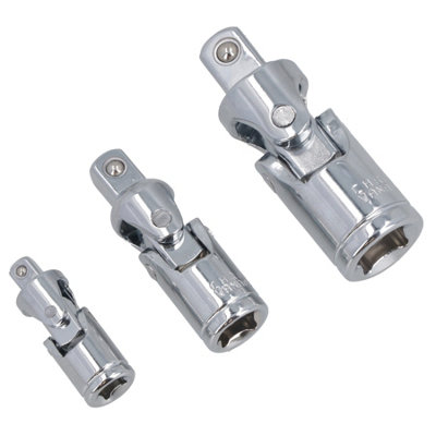 3pc Swivel Universal Joint Air Impact Socket Set – 1/2, 3/8, 1/4 Inch Drive, NEW