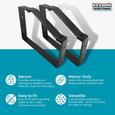 Universal Ladder Rack Brackets, 2 Pack, Lockable Wall & Ceiling Mount ...