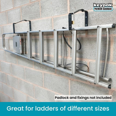 Universal Ladder Rack Brackets, 2 Pack, Lockable Wall & Ceiling Mount ...