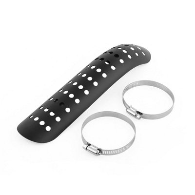 Universal Motorcycle Hole Heat shield Curve Exhaust Pipe Cover Black