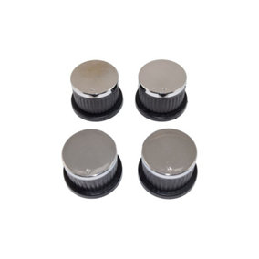 Universal Oven Cooker Hob Knob Dial Pack of 4 Black/Silver by Ufixt