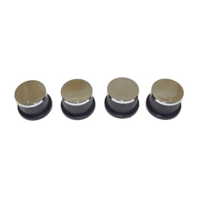 Universal Oven Cooker Hob Knob Dial Pack of 4 Black/Silver by Ufixt