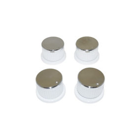 Universal Oven Cooker Hob Knob Dial Pack of 4 White/Silver by Ufixt