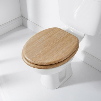 Universal Pine Toilet Seat with Fixings DIY at B&Q