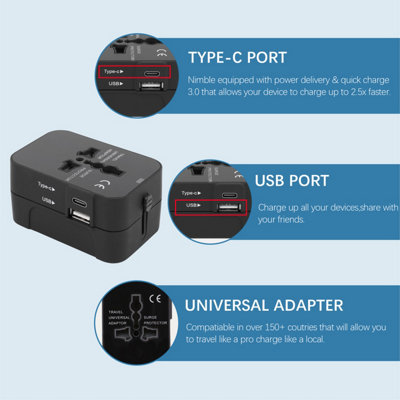 Universal Power Adapter Travel Plug - 5