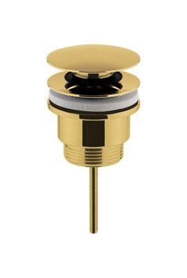 Universal Round Push Button Basin Waste, Slotted & Unslotted - Brushed Brass