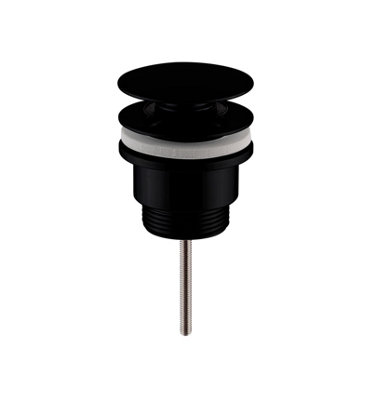 Universal Round Push Button Basin Waste, Slotted & Unslotted - Matt Black