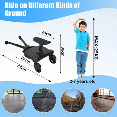 Universal Stroller Board with Replaceable Seat, Sit and Stand Board