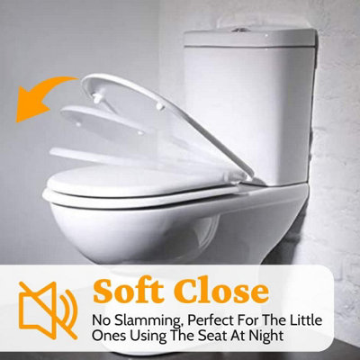 Universal Toilet Seat Soft Close Oval Shape Toilet Seat Adjustable Bathroom White Toilet Seat