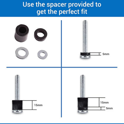 M6 TV mounting Bolts/Screws with spacers and washers, Multiple Lengths