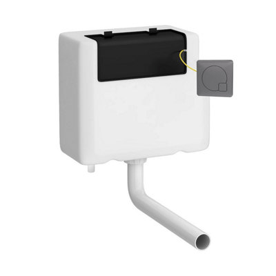 Universal Water Saving Dual Flush Bottom Inlet Concealed Cistern & Square Push Button - Brushed Pewter - Balterley
