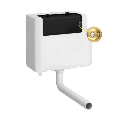 Universal Water Saving Dual Flush Bottom Inlet Concealed Cistern & Traditional Push Button - Brushed Brass - Balterley