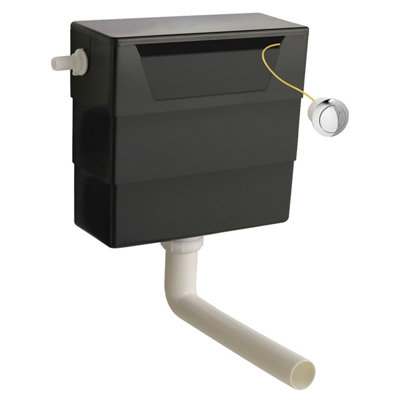 Universal Water Saving Dual Flush Side Inlet Concealed Cistern & Round Push Button - Chrome/Black - Balterley