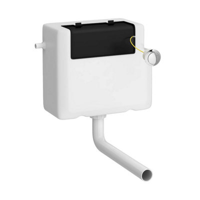 Universal Water Saving Dual Flush Side Inlet Concealed Cistern & Round Push Button - Chrome/White - Balterley