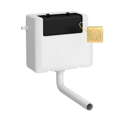 Universal Water Saving Dual Flush Side Inlet Concealed Cistern & Square Flush Plate - Brushed Brass/White - Balterley