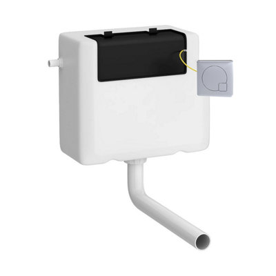 Universal Water Saving Dual Flush Side Inlet Concealed Cistern & Square Flush Plate - Chrome/White - Balterley