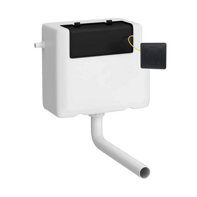 Universal Water Saving Dual Flush Side Inlet Concealed Cistern & Square Flush Plate - Matt Black/White - Balterley