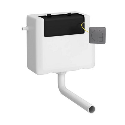 Universal Water Saving Dual Flush Side Inlet Concealed Cistern & Square Push Button - Brushed Pewter/White - Balterley