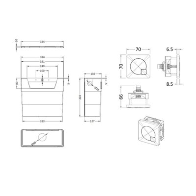 Universal Water Saving Dual Flush Side Inlet Concealed Cistern & Square Push Button - Brushed Pewter/White - Balterley