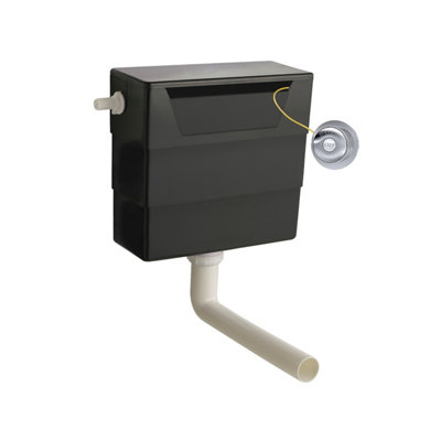 Universal Water Saving Dual Flush Side Inlet Concealed Cistern & Traditional Push Button - Chrome/Black - Balterley