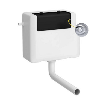 Universal Water Saving Dual Flush Side Inlet Concealed Cistern & Traditional Push Button - Chrome/White - Balterley