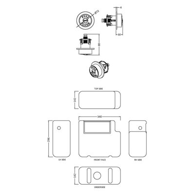Universal Water Saving Dual Flush Side Inlet Concealed Cistern & Traditional Push Button - Chrome/White - Balterley
