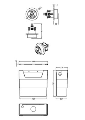 Universal Water Saving Dual Flush Side Inlet Concealed Cistern & Traditional Push Button - Matt Black/Black - Balterley