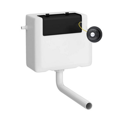 Universal Water Saving Dual Flush Side Inlet Concealed Cistern & Traditional Push Button - Matt Black/White - Balterley