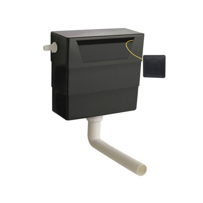 Universal Water Saving Dual Flush Side Inlet & Square Flush Plate - Matt Black/Black