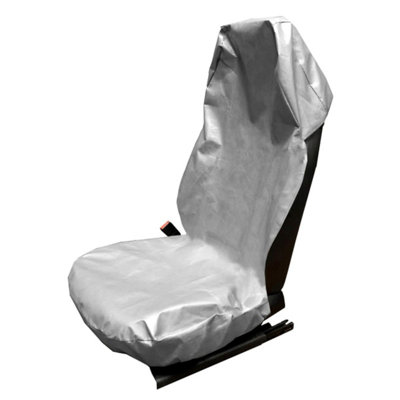 Universal Waterproof Oil-Proof Garage Car Seat Cover - Heavy Duty Protection for Mechanics, Construction Workers (Silver)
