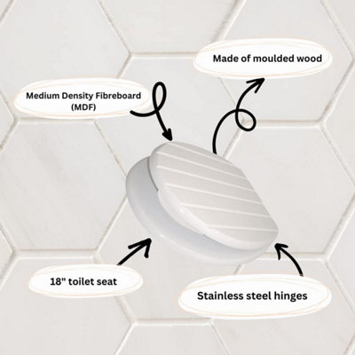 Universal White Grooved Toilet Seat with Fixings