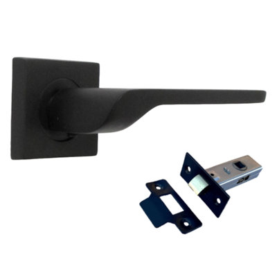 UNO-2 Door Handle Matt Black Lever on Square Rose Internal Doors Handles + 64mm Latch Price Comparisons | Compare The Build