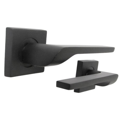 UNO-2 Door Handle Matt Black Lever on Square Rose Internal Latch Wooden Doors Handles Price Comparisons | Compare The Build