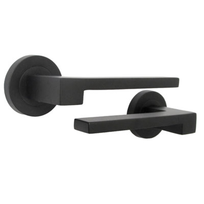 UNO-3 Door Handle Modern Matt Black Lever on Rose Internal Latch Internal Doors Handles