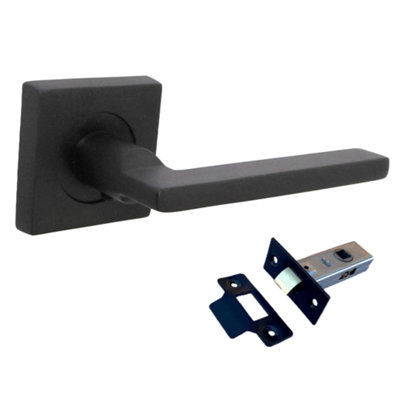 UNO Door Handle Matt Black Lever on Square Rose Internal Wooden Doors Handles + 64mm Latch Price Comparisons | Compare The Build