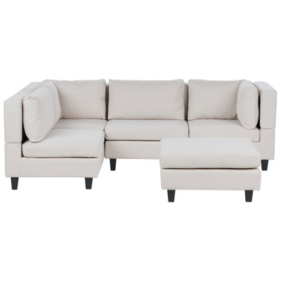 UNSTAD 4 Seater Modular Corner Sofa Right Hand Light Beige Fabric with ...