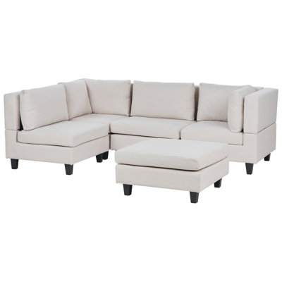 UNSTAD 4 Seater Modular Corner Sofa Right Hand Light Beige Fabric with ...